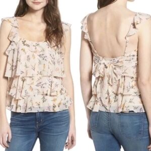 Rebecca Minkoff Alexis Floral Ruffle Tiered Top XS